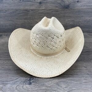 Bailey U-Rollit Straw Cowboy Hat Cream Woven Vented Western Size 7 Made in USA